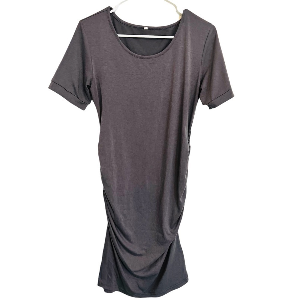 2/$15 - Purple Maternity Bodycon Mini Dress Short Sleeve Ruched Side Size Medium